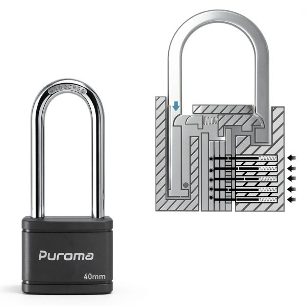 Puroma 2 Pack Keyed Padlock 2.5 Inch Black Lock for Gate & Locker-4
