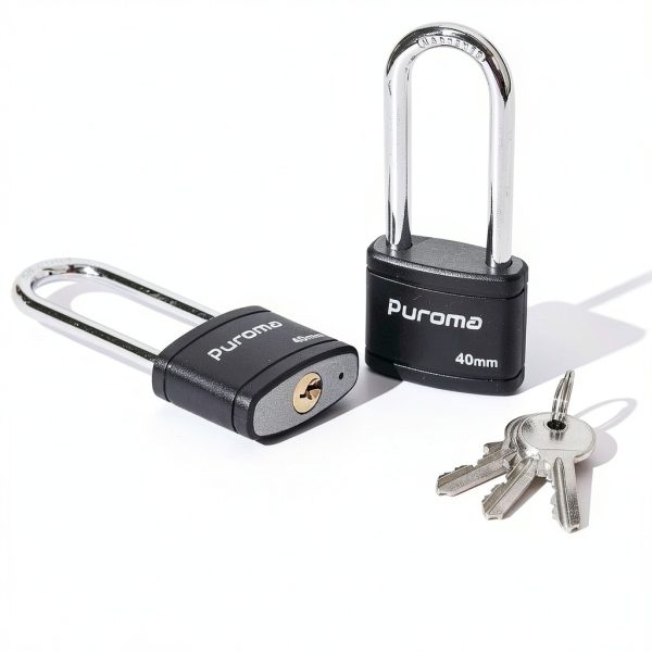 Puroma 2 Pack Keyed Padlock 2.5 Inch Black Lock for Gate & Locker-2