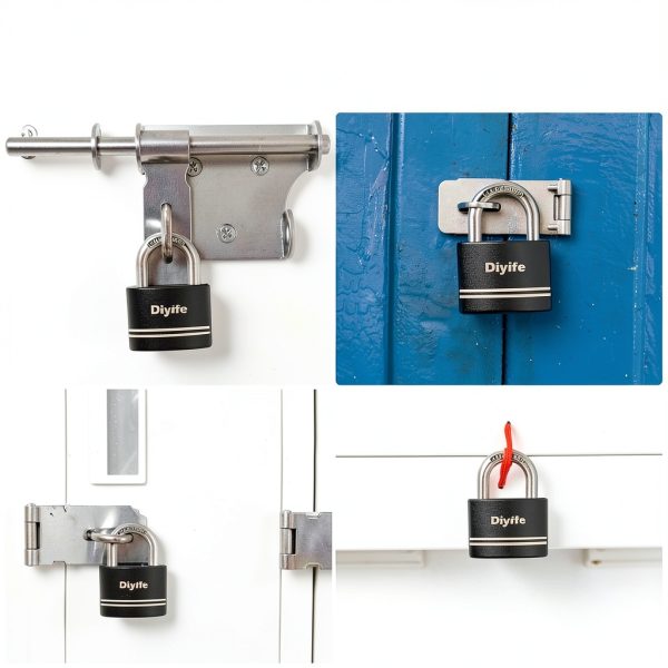Keyed Padlock Diyife 2 Pack Anti Rust with 4 Keys Black Shackle-6