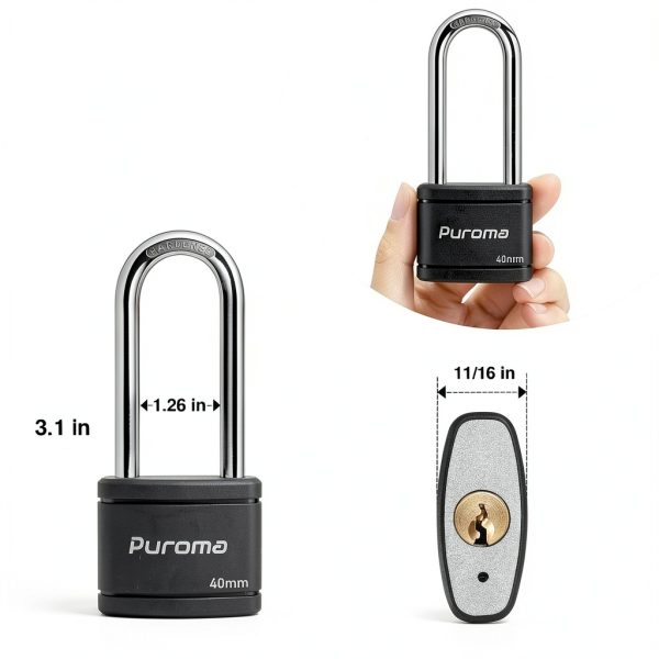 Puroma 2 Pack Keyed Padlock 2.5 Inch Black Lock for Gate & Locker-1