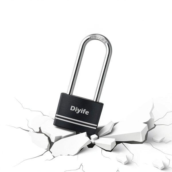 Aluminum Padlock Diyife Upgrade Version Long Shackle with 2 Keys Black-5
