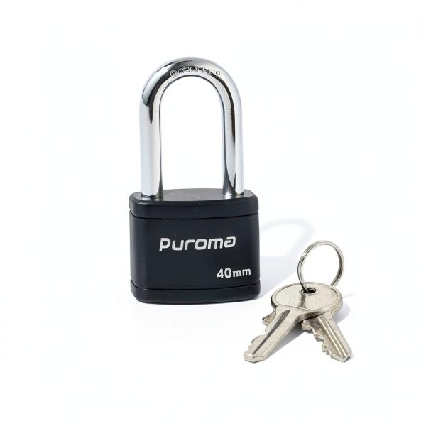 Puroma Keyed Padlock with 2 Keys Alike, 1.8 Inch Locker Lock 40mm Heavy-Duty Locks for Gate Fence Hasp Cabinet Toolbox School Gym Locker (Black)-3