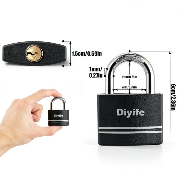 Keyed Padlock Diyife 2 Pack Anti Rust with 4 Keys Black Shackle-4