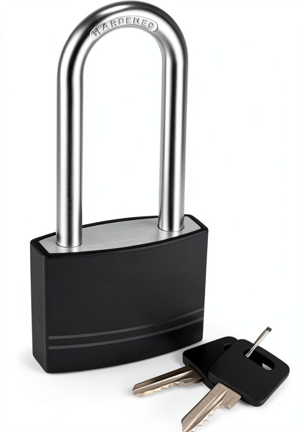 Aluminum Padlock Diyife Upgrade Version Long Shackle with 2 Keys Black-0