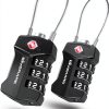 2 Pack TSA Approved Travel Luggage Locks, Cable Combination Lock Alloy, Metal Keyless 3-Digit Padlocks, Weatherproof TSA Accepted Padlock for Gym Locker, Golf Bag Case, Backpack, Black-by GIVERARE-0