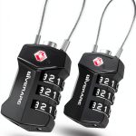 2 Pack TSA Approved Travel Luggage Locks, Cable Combination Lock Alloy, Metal Keyless 3-Digit Padlocks, Weatherproof TSA Accepted Padlock for Gym Locker, Golf Bag Case, Backpack, Black-by GIVERARE-0