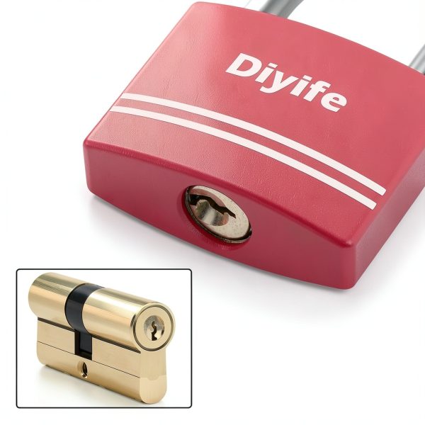 Diyife Padlock 2 Pack Long Shackle Aluminum Keyed Padlock Pink-2