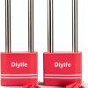 Diyife Padlock 2 Pack Long Shackle Aluminum Keyed Padlock Pink-0