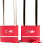 Diyife Padlock 2 Pack Long Shackle Aluminum Keyed Padlock Pink-0