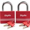 Keyed Padlock Diyife 2 Pack Pink Aluminum Lock with Anti Rust Keys-0