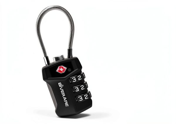 2 Pack TSA Approved Travel Luggage Locks, Cable Combination Lock Alloy, Metal Keyless 3-Digit Padlocks, Weatherproof TSA Accepted Padlock for Gym Locker, Golf Bag Case, Backpack, Black-by GIVERARE-2