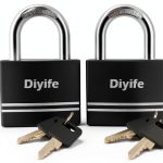 Keyed Padlock Diyife 2 Pack Anti Rust with 4 Keys Black Shackle-0