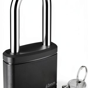 Puroma Keyed Padlock with 2 Keys Alike, 1.8 Inch Locker Lock 40mm Heavy-Duty Locks for Gate Fence Hasp Cabinet Toolbox School Gym Locker (Black)-0