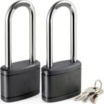 Puroma 2 Pack Keyed Padlock 2.5 Inch Black Lock for Gate & Locker-0