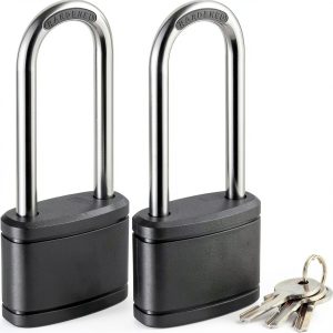 Puroma 2 Pack Keyed Padlock 2.5 Inch Black Lock for Gate & Locker-0