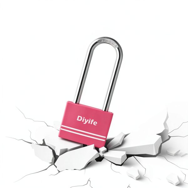Diyife Padlock 2 Pack Long Shackle Aluminum Keyed Padlock Pink-5