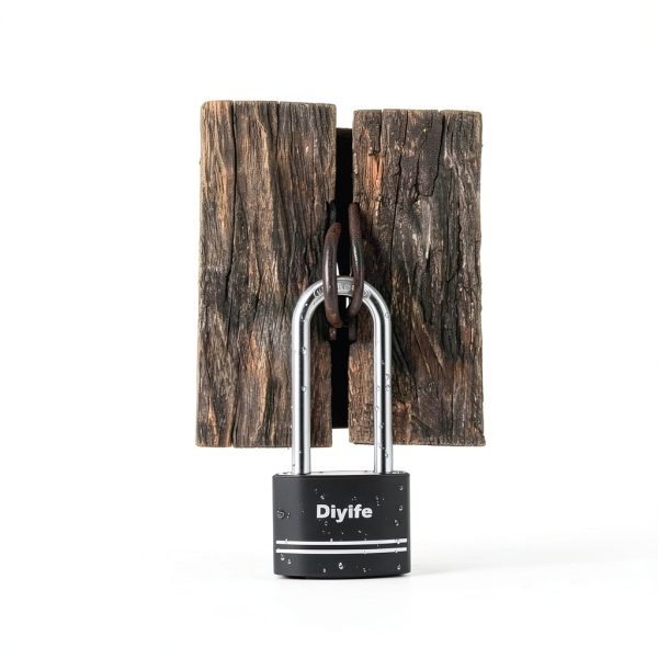 Aluminum Padlock Diyife Upgrade Version Long Shackle with 2 Keys Black-1