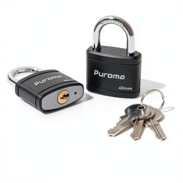 Puroma 2 Pack Keyed Padlock with 3 Keys Alike, 1.1 Inch Locker Lock 40mm Heavy-Duty Locks for Gate Fence Hasp Cabinet Toolbox School Gym Locker (Black)-3