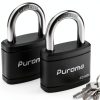Puroma 2 Pack Keyed Padlock with 3 Keys Alike, 1.1 Inch Locker Lock 40mm Heavy-Duty Locks for Gate Fence Hasp Cabinet Toolbox School Gym Locker (Black)-0