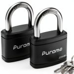 Puroma 2 Pack Keyed Padlock with 3 Keys Alike, 1.1 Inch Locker Lock 40mm Heavy-Duty Locks for Gate Fence Hasp Cabinet Toolbox School Gym Locker (Black)-0