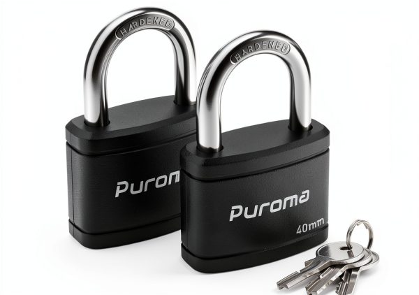 Puroma 2 Pack Keyed Padlock with 3 Keys Alike, 1.1 Inch Locker Lock 40mm Heavy-Duty Locks for Gate Fence Hasp Cabinet Toolbox School Gym Locker (Black)-0