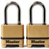 Master Lock Gold Outdoor Combination Lock, Heavy Duty Weather Resistant Padlock, Resettable Combination Lock for Outdoor Use 1.2 x 2 x 3.87 inches, 2 Pack, M175LFEC2-0