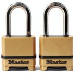 Master Lock Gold Outdoor Combination Lock, Heavy Duty Weather Resistant Padlock, Resettable Combination Lock for Outdoor Use 1.2 x 2 x 3.87 inches, 2 Pack, M175LFEC2-0