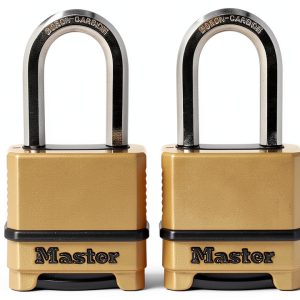Master Lock Gold Outdoor Combination Lock, Heavy Duty Weather Resistant Padlock, Resettable Combination Lock for Outdoor Use 1.2 x 2 x 3.87 inches, 2 Pack, M175LFEC2-0
