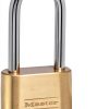 Master Lock Brass Combination Lock, Gate Lock for Outdoor Fence or Shed, Customizable Combination Padlock with Extended 2-1/4-Inch-Long Shackle, 2 Pack, 175LHEC2-2