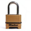 Master Lock Gold Outdoor Combination Lock, Heavy Duty Weather Resistant Padlock, Resettable Combination Lock for Outdoor Use 1.2 x 2 x 3.87 inches, 2 Pack, M175LFEC2-2