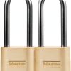 Master Lock Brass Combination Lock, Gate Lock for Outdoor Fence or Shed, Customizable Combination Padlock with Extended 2-1/4-Inch-Long Shackle, 2 Pack, 175LHEC2-0