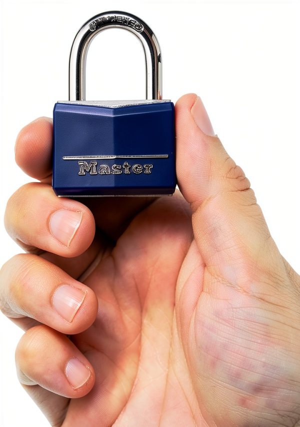Master Lock Blue Vinyl Covered Aluminum Keyed Padlock, Small Lock for Gym or School Locker can be Used Indoors or Outdoors, 142DCM-3