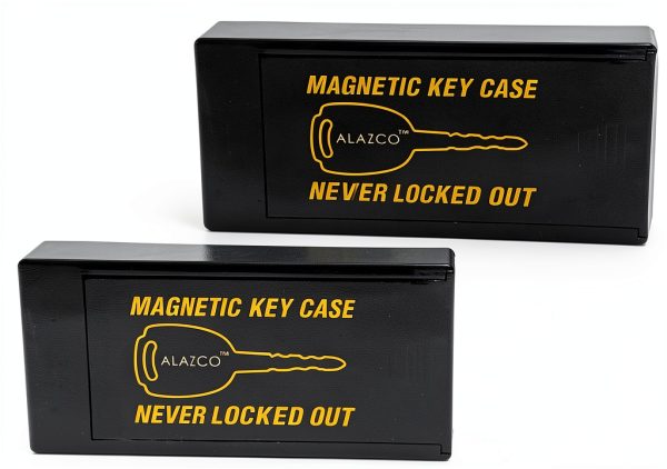 2 Hide A Key Magnetic Under Car Spare Key Holder So You Never Locked Out of Home Shed RV Boat Truck Office Storage Large ABS Case Key Hider Small Valubles Premium Magnet By ALAZCO-0