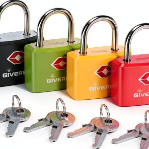4 Pack TSA Approved Travel Luggage Locks with Keys, Solid Brass Copper Keyed Padlock, ABS Plastic Covered Small Locks for Suitcase, Backpack, Gym Locker, Jewelry Box-by GIVERARE-0