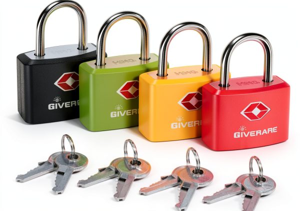 4 Pack TSA Approved Travel Luggage Locks with Keys, Solid Brass Copper Keyed Padlock, ABS Plastic Covered Small Locks for Suitcase, Backpack, Gym Locker, Jewelry Box-by GIVERARE-0