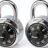 Master Lock Black Gym Locker Lock Combination Padlock, Indoor Combo Lock with Preset 3-Digit Code for Cabinets, Storage, 2 Pack, 1500T-0