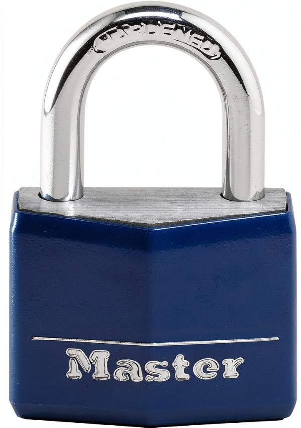 Master Lock Blue Vinyl Covered Aluminum Keyed Padlock, Small Lock for Gym or School Locker can be Used Indoors or Outdoors, 142DCM-0